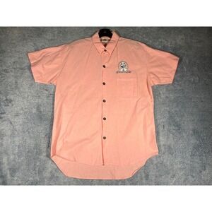 Vintage Panama Jack Cup Mens L Salmon Pink Sailboat‎ Regatta Button Down Shirt